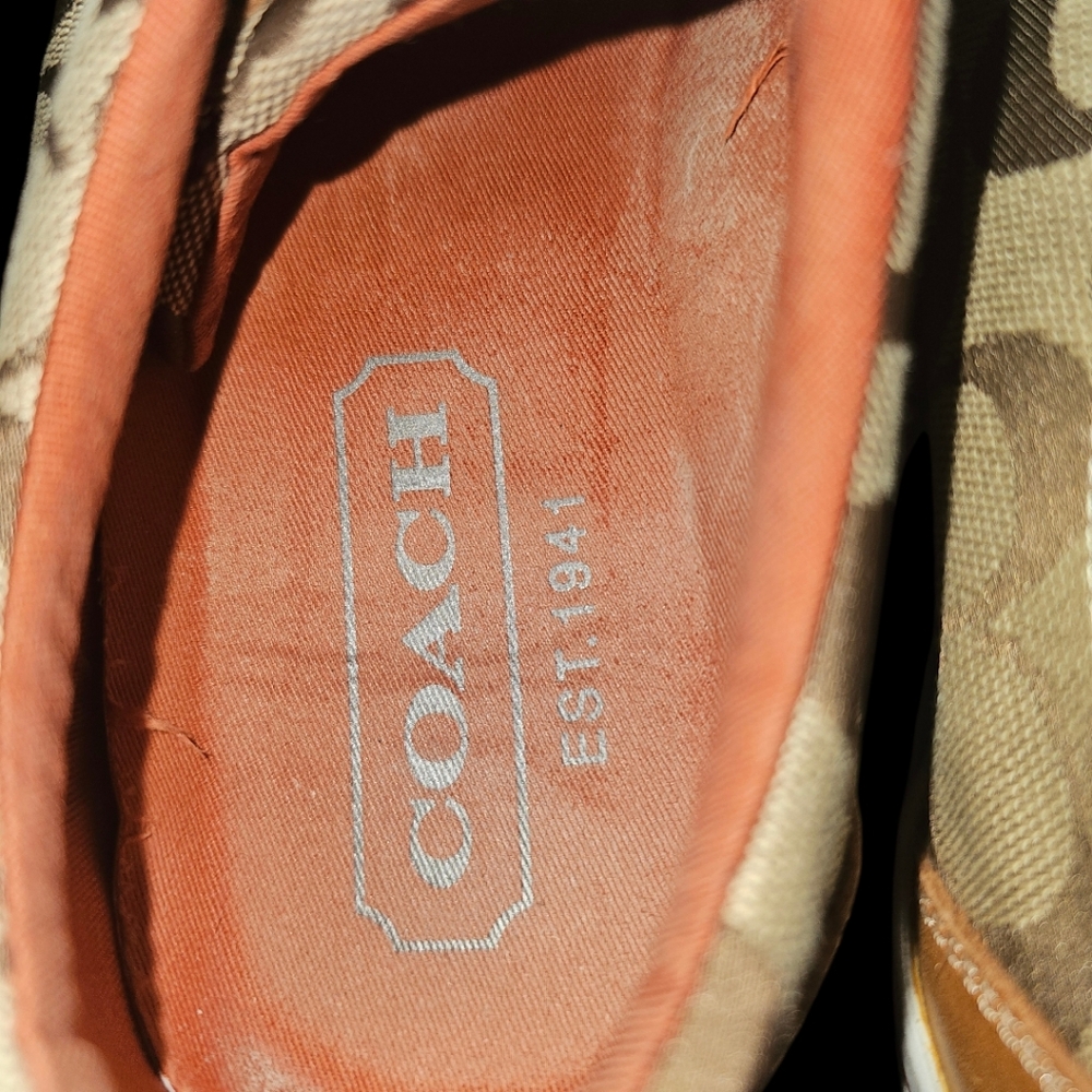 Coach Tan and Brown Signature Canvas Sneakers - Picture 9 of 12